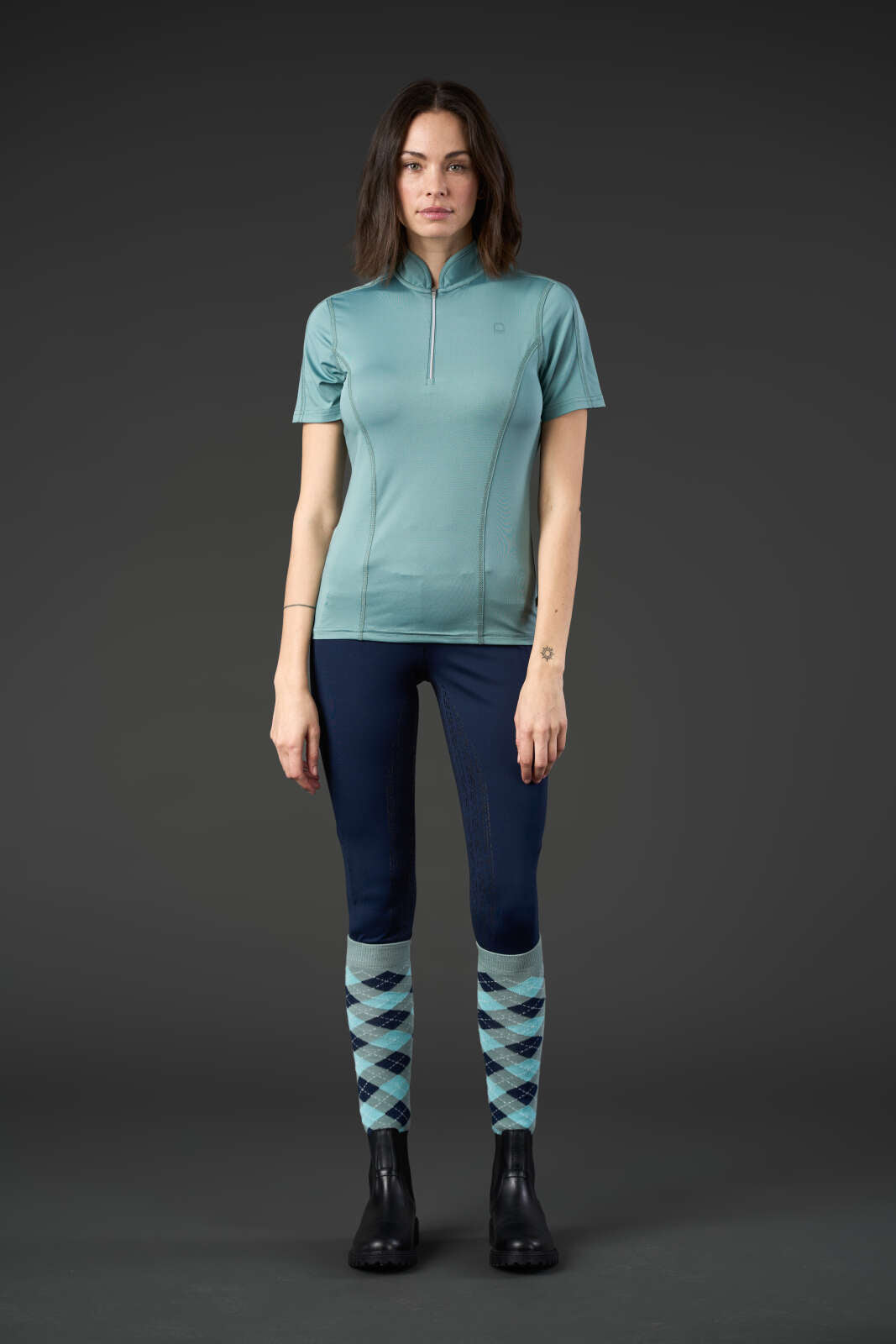 Equipage Awesome Short-Sleeve Riding Top with Zip Neck