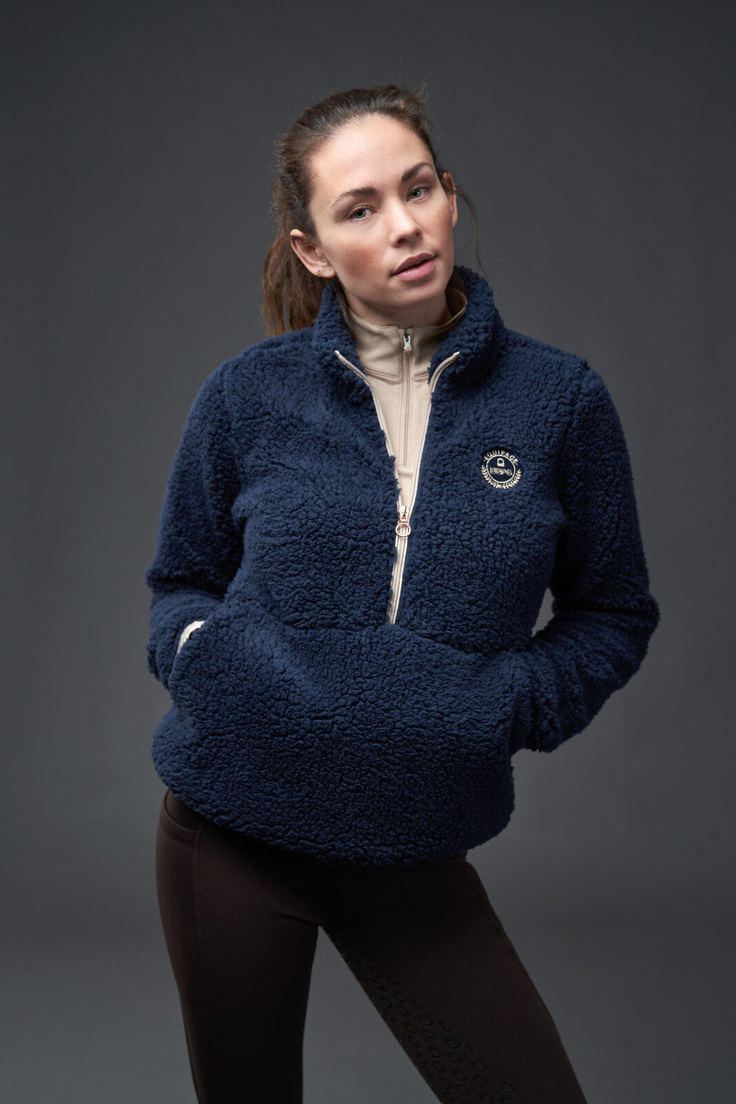 Equipage Joelle half-zip teddy riding jacket