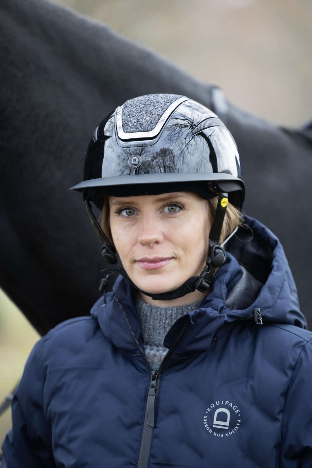 Equipage Mips Guardian ridehjelm, blank, Heavy Glitter top