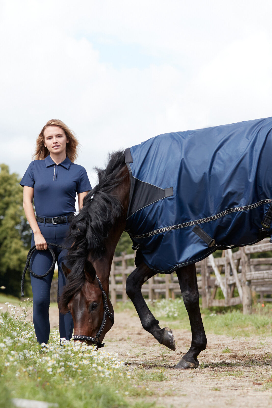 CATAGO Nash zip polo short sleeve riding blouse