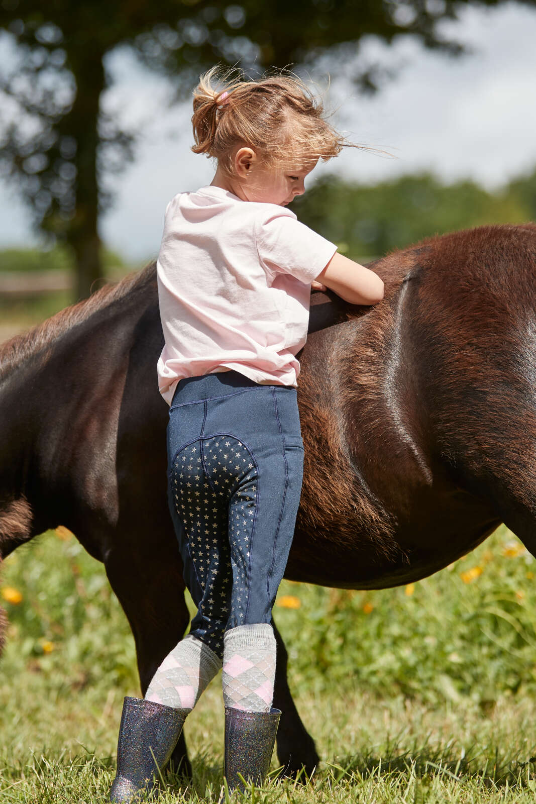 Equipage Molly kids’ riding tights, glitter star full grip