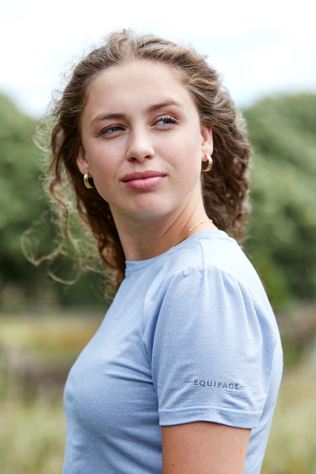 Equipage Mara kortærmet ridebluse med glimmer