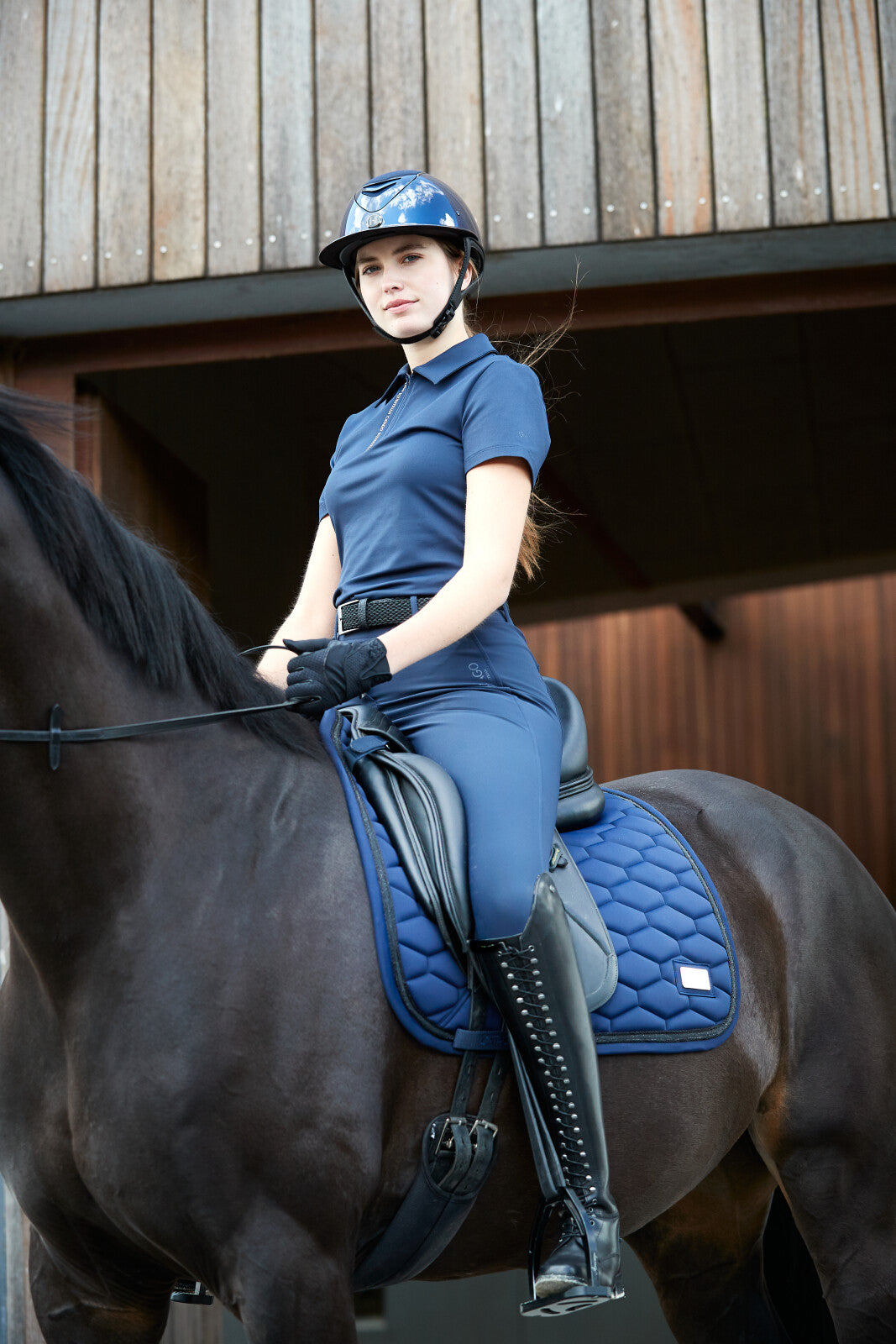 CATAGO Nash zip polo short sleeve riding blouse