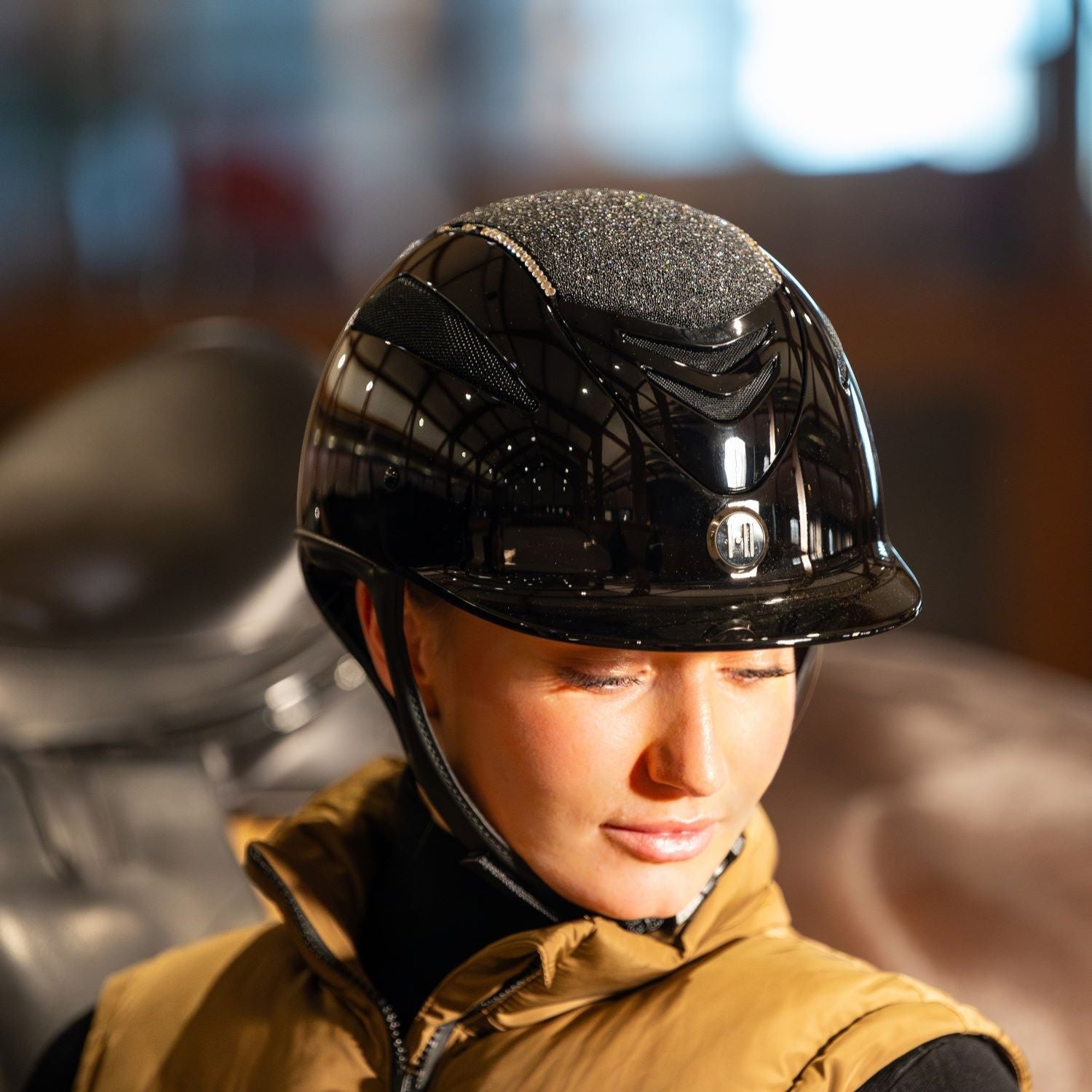 One K Glossy riding helmet
