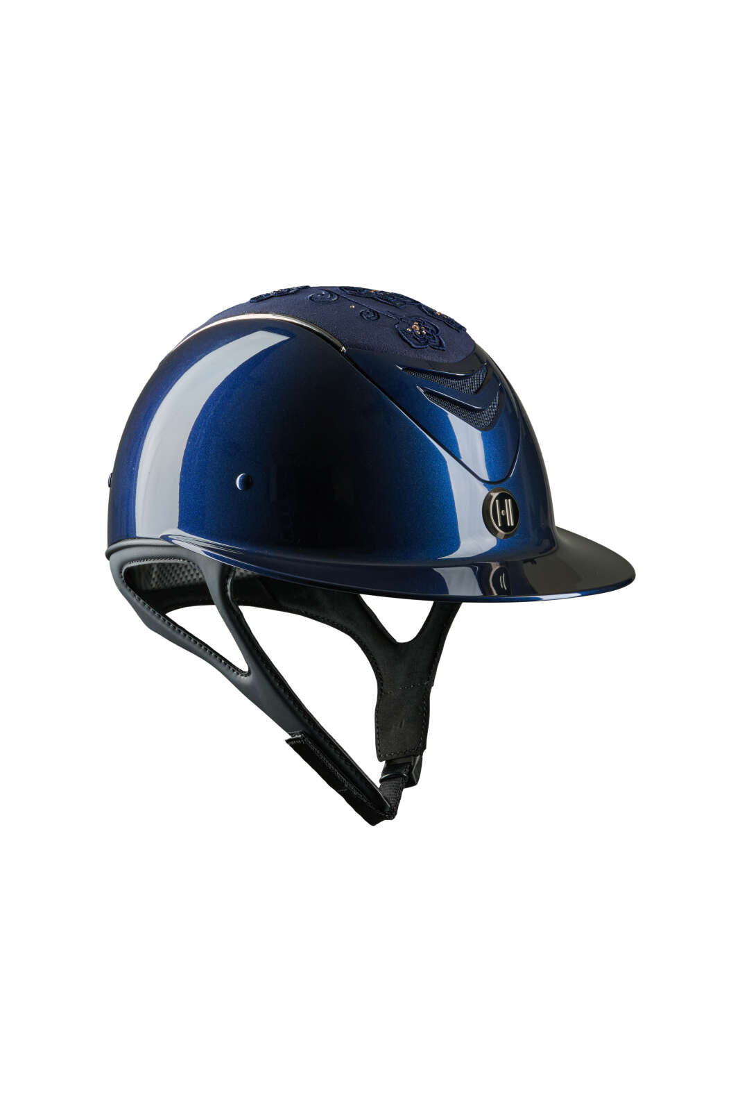 One K Avancé-ridehjelm – Broderet top, krom pipe