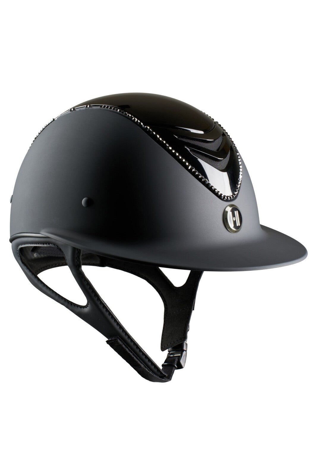 One K Avancé Lux riding helmet - Glossy top, black swarowski pipe - Unamari