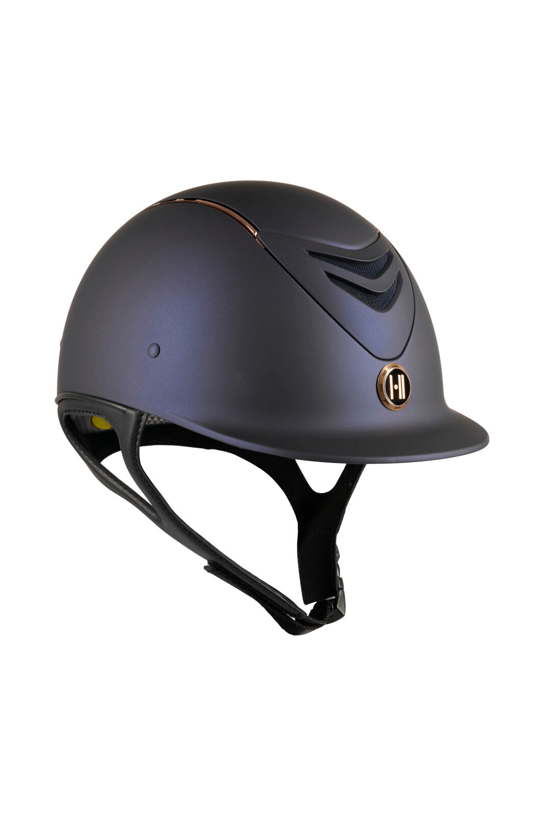 One K MIPS Defender Reithelm - mattes Oberteil, rosegoldenes Pipe