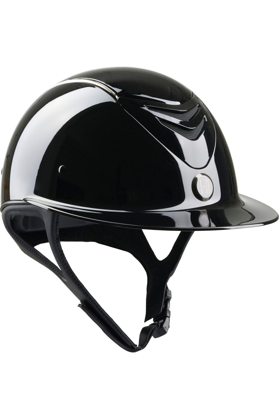 One K Mips Avance Reithelm - glänzendes Oberteil, Chrom Pipe