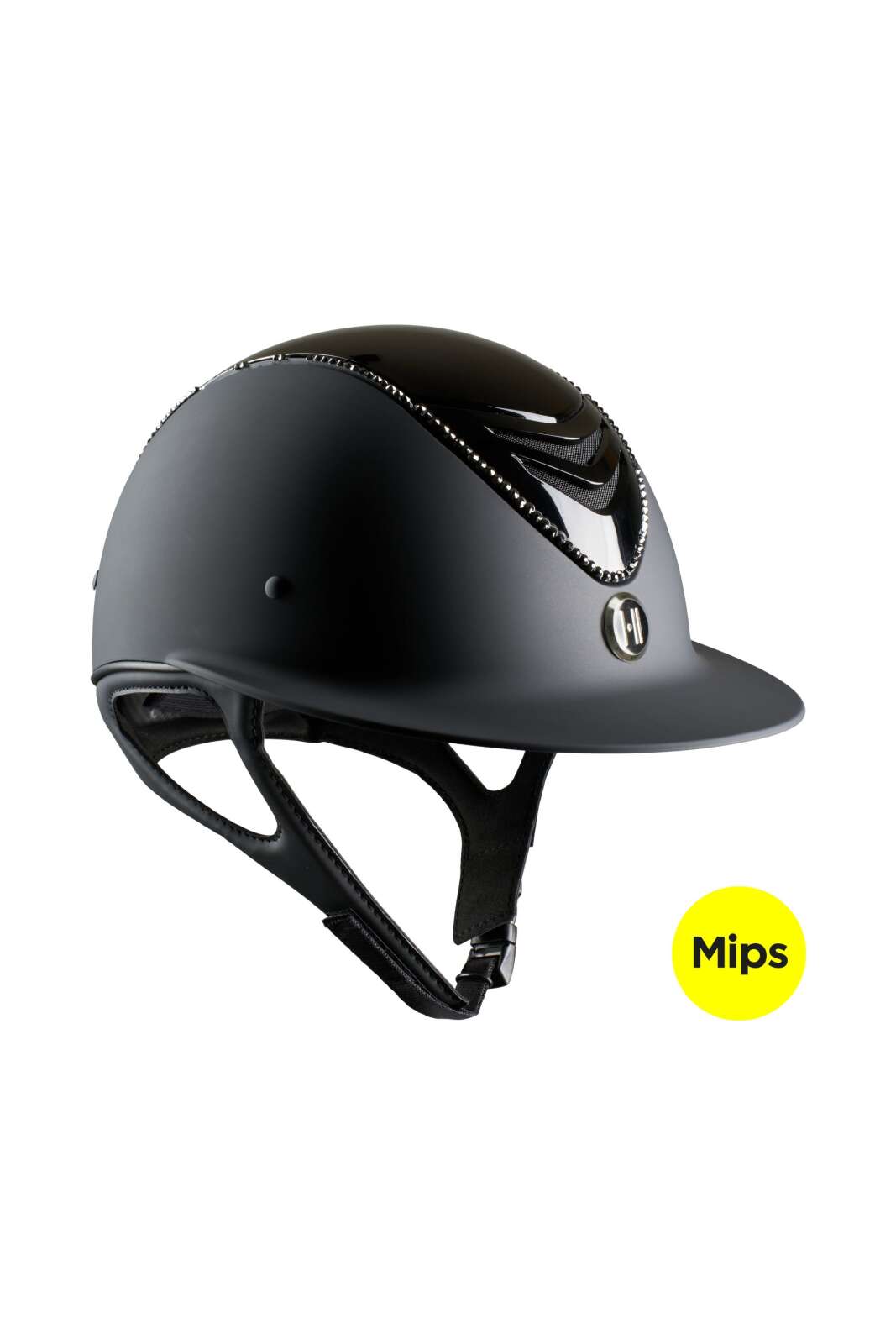 One K MIPS Avancé Lux ridhjälm - blank ovansida, svart swarovski pipe