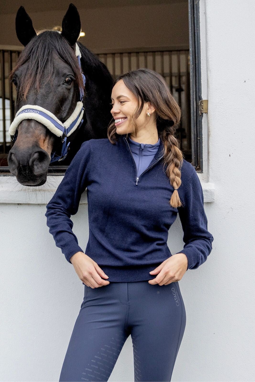 CATAGO Victoria knitted half - zip riding pullover - Unamari