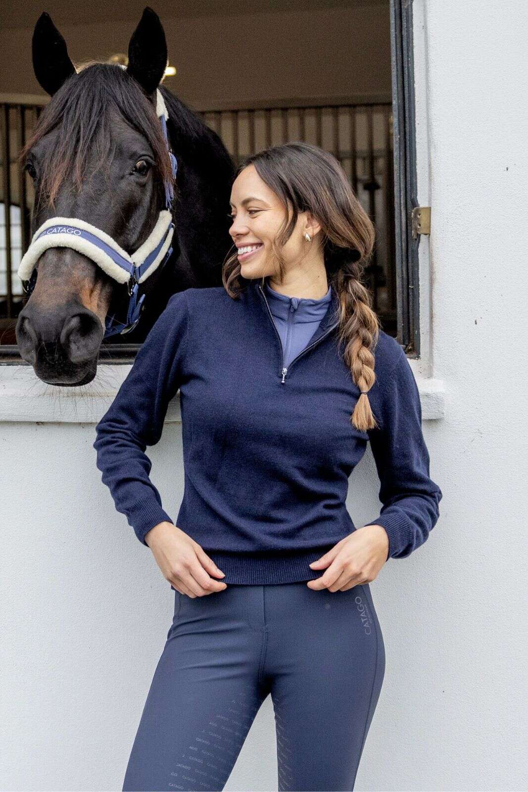 CATAGO Victoria strikket ridebluse med half-zip