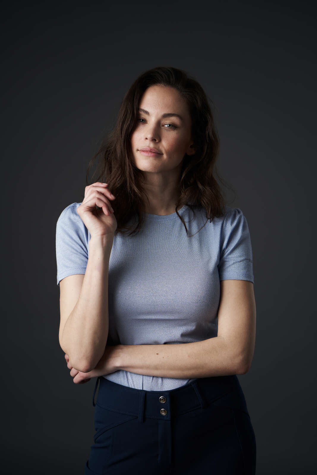 Equipage Mara kortærmet ridebluse med glimmer