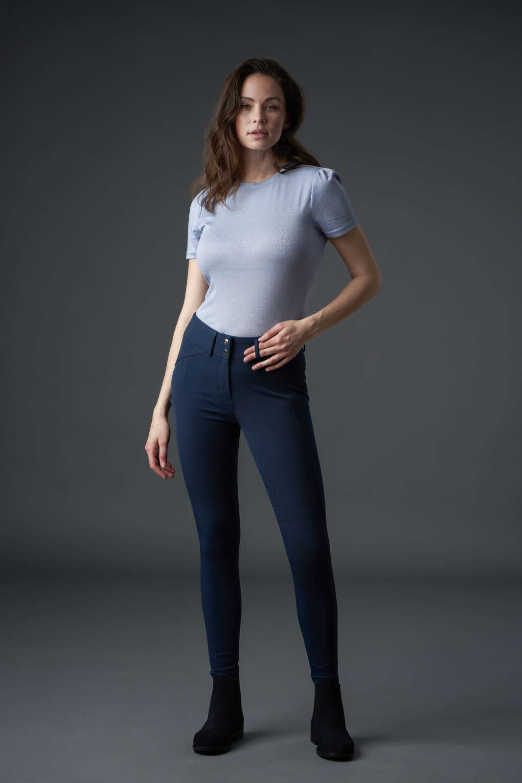 Equipage Mara kortærmet ridebluse med glimmer