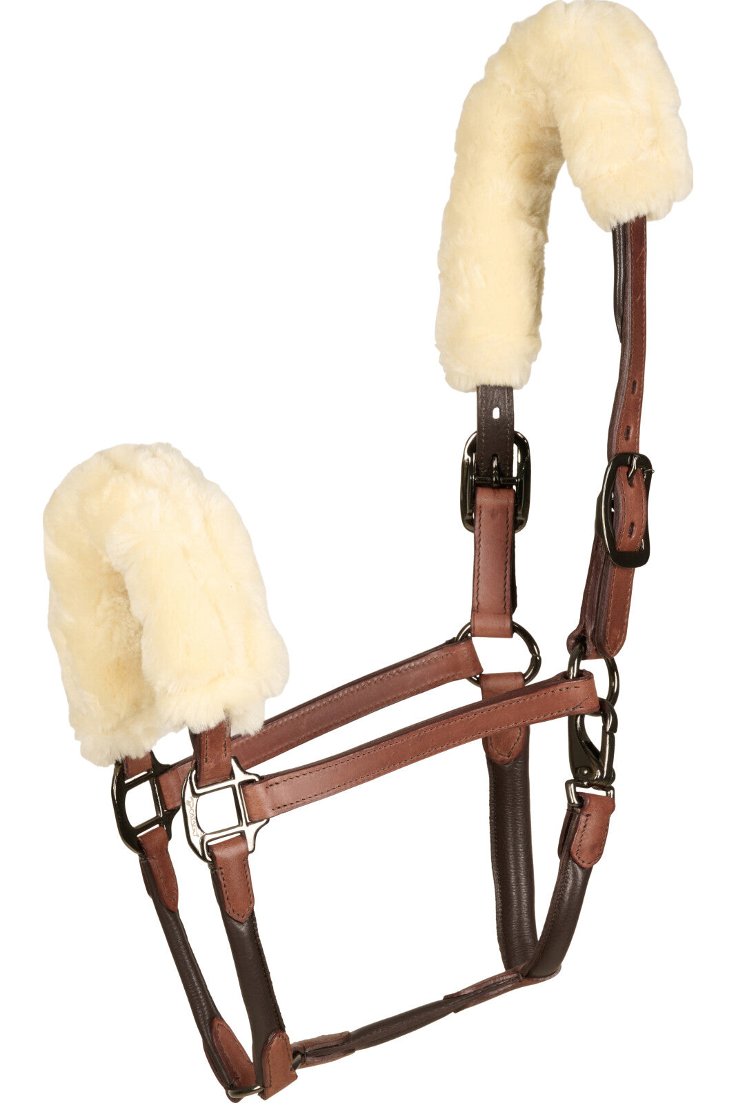 CATAGO leather halter w. faux fur