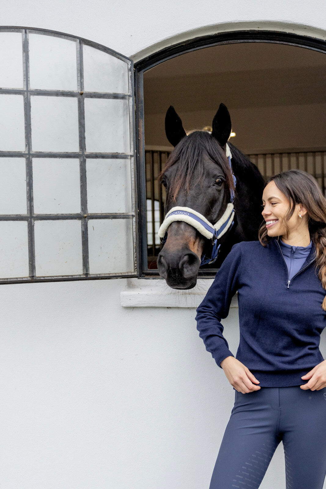 CATAGO Victoria strikket ridebluse med half-zip