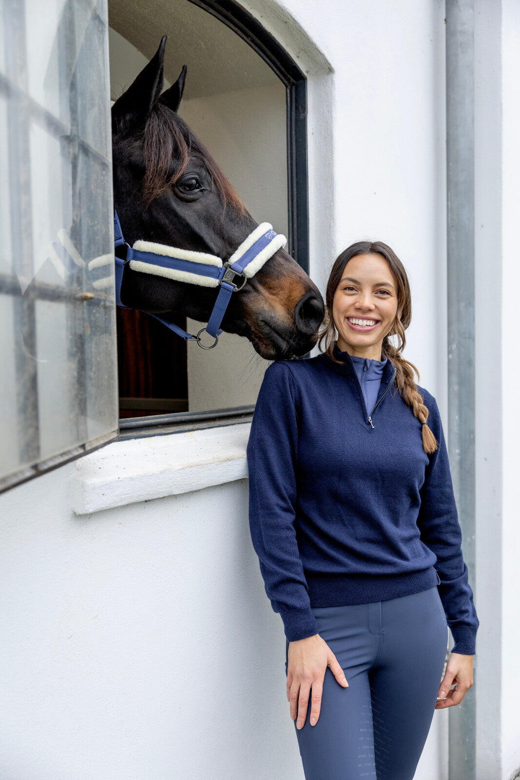 CATAGO Victoria strikket ridebluse med half-zip