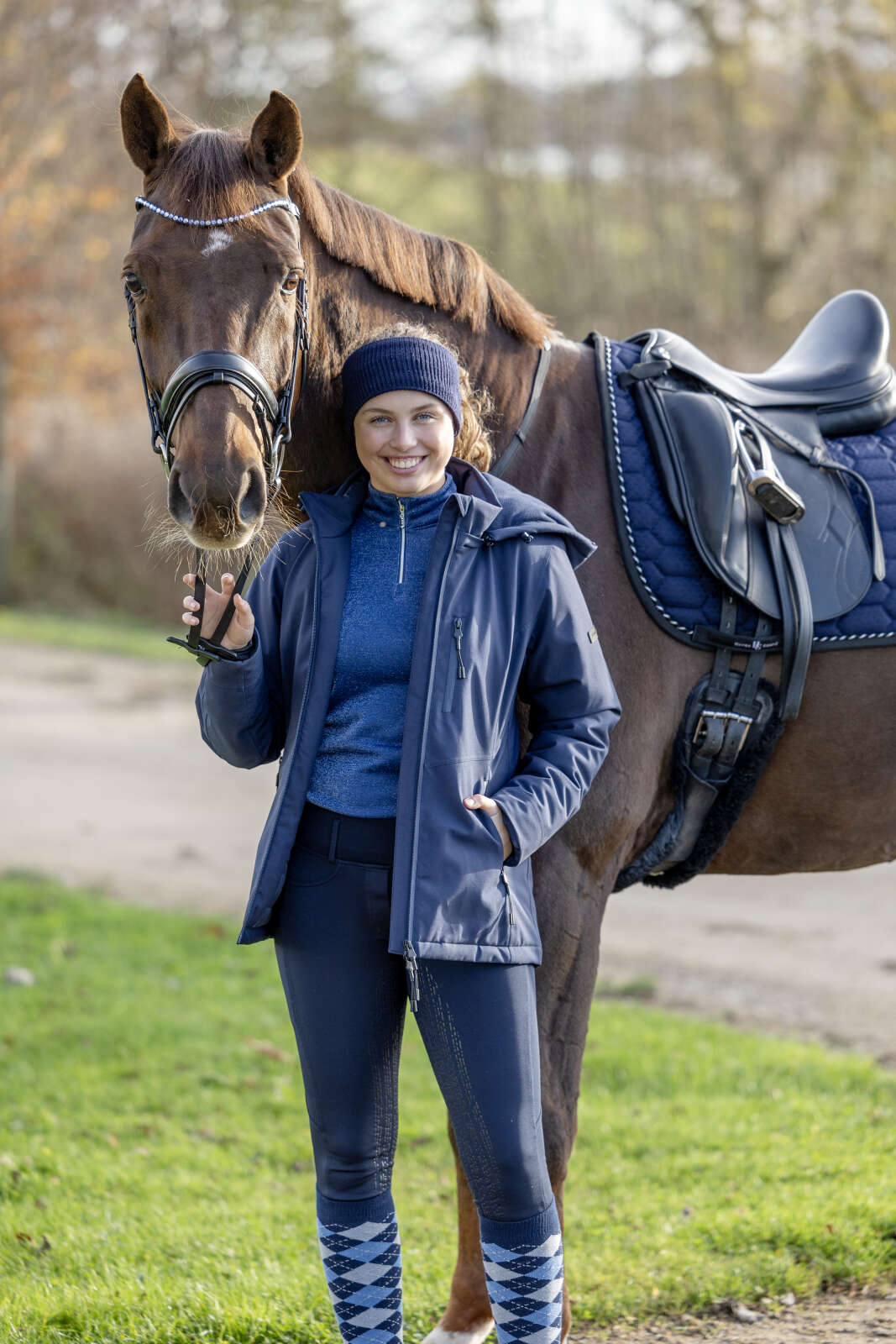 Equipage Shimmer langærmet ridebluse m/ halv lynlås