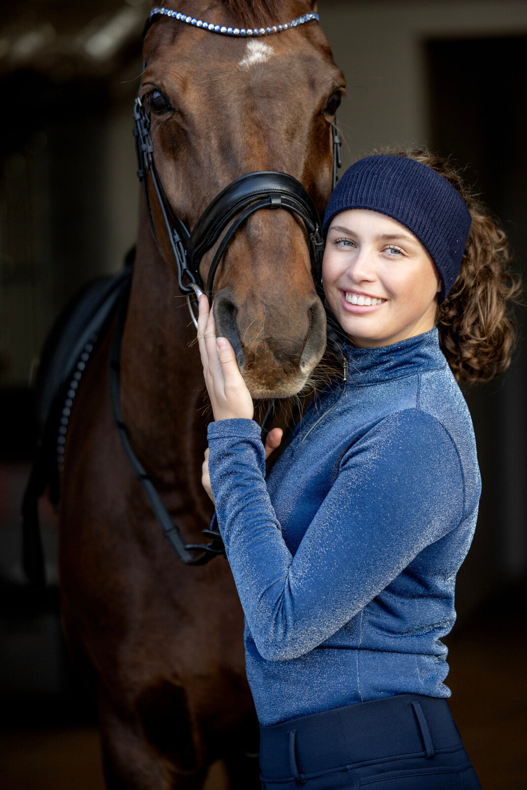 Equipage Shimmer langærmet ridebluse m/ halv lynlås