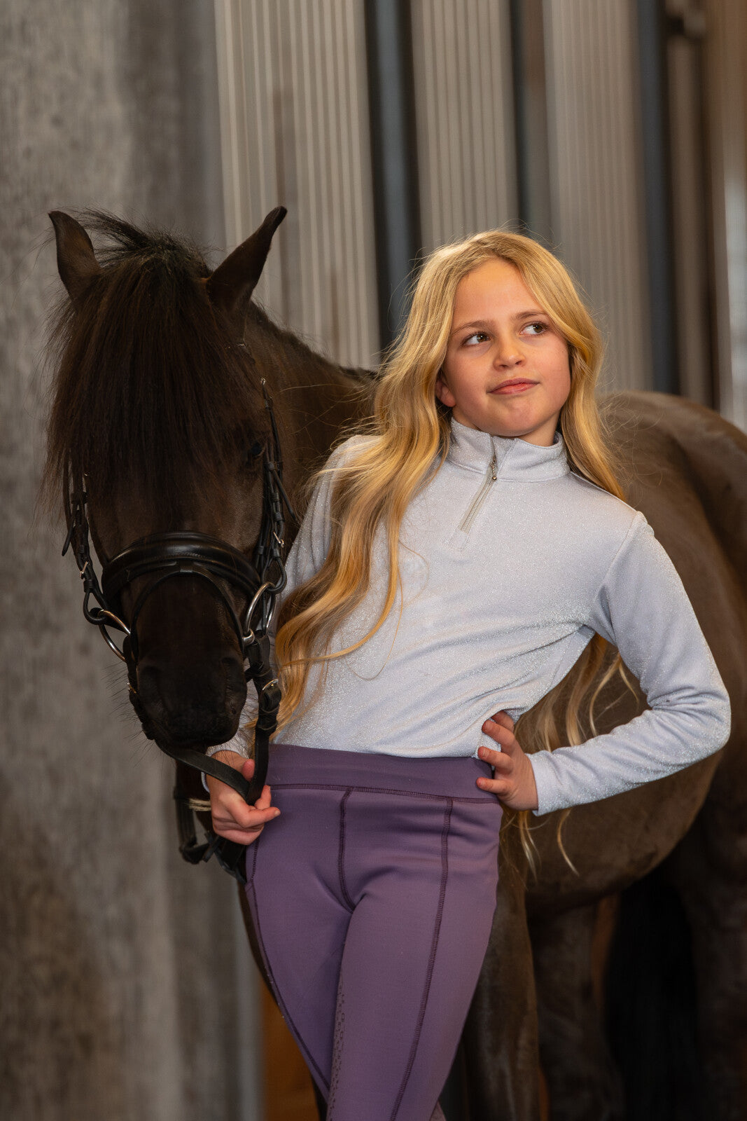 Equipage Shimmer half-zip langærmet ridebluse