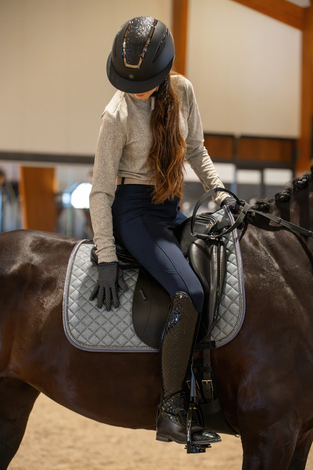 Equipage Mips Guardian Reithelm, matt, Glitter top schwarz