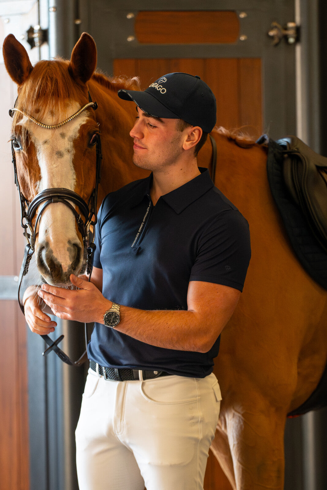 CATAGO MEN Nathan zip polo short sleeve riding shirt