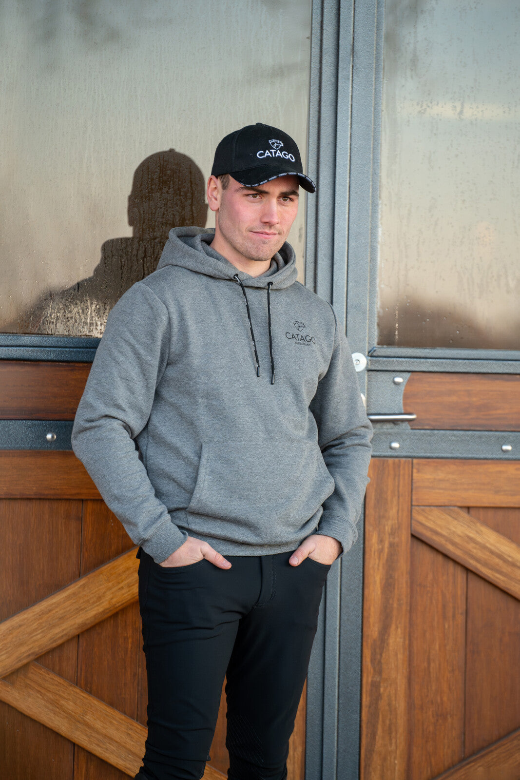 CATAGO MEN Nero knägrepp ridbyxor