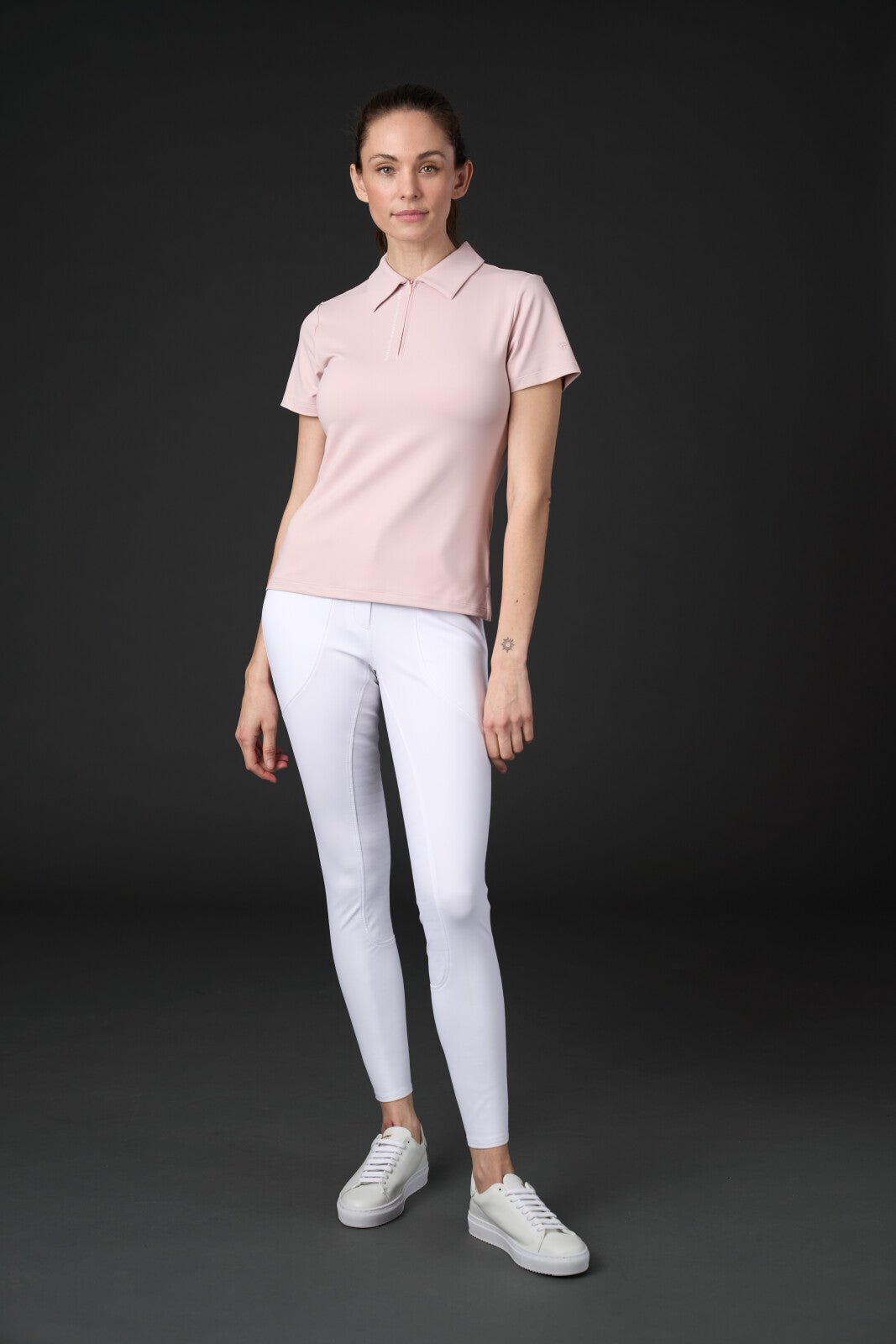 CATAGO Nash zip polo short sleeve riding blouse - Unamari