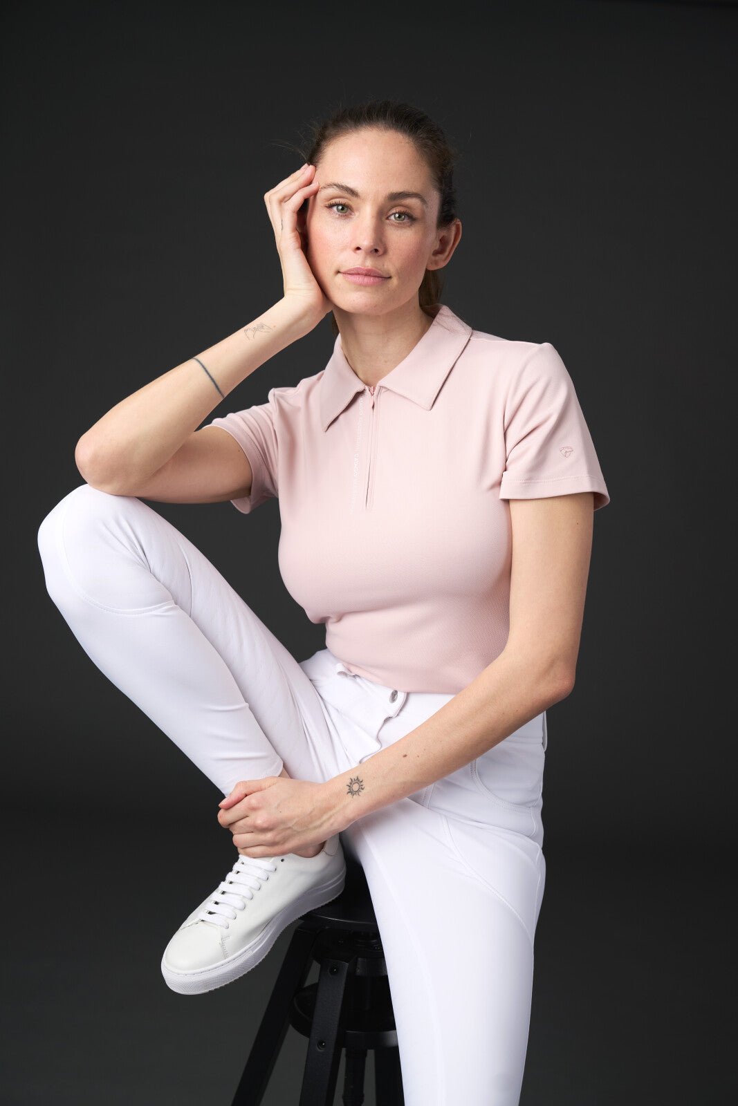 CATAGO Nash zip polo short sleeve riding blouse - Unamari