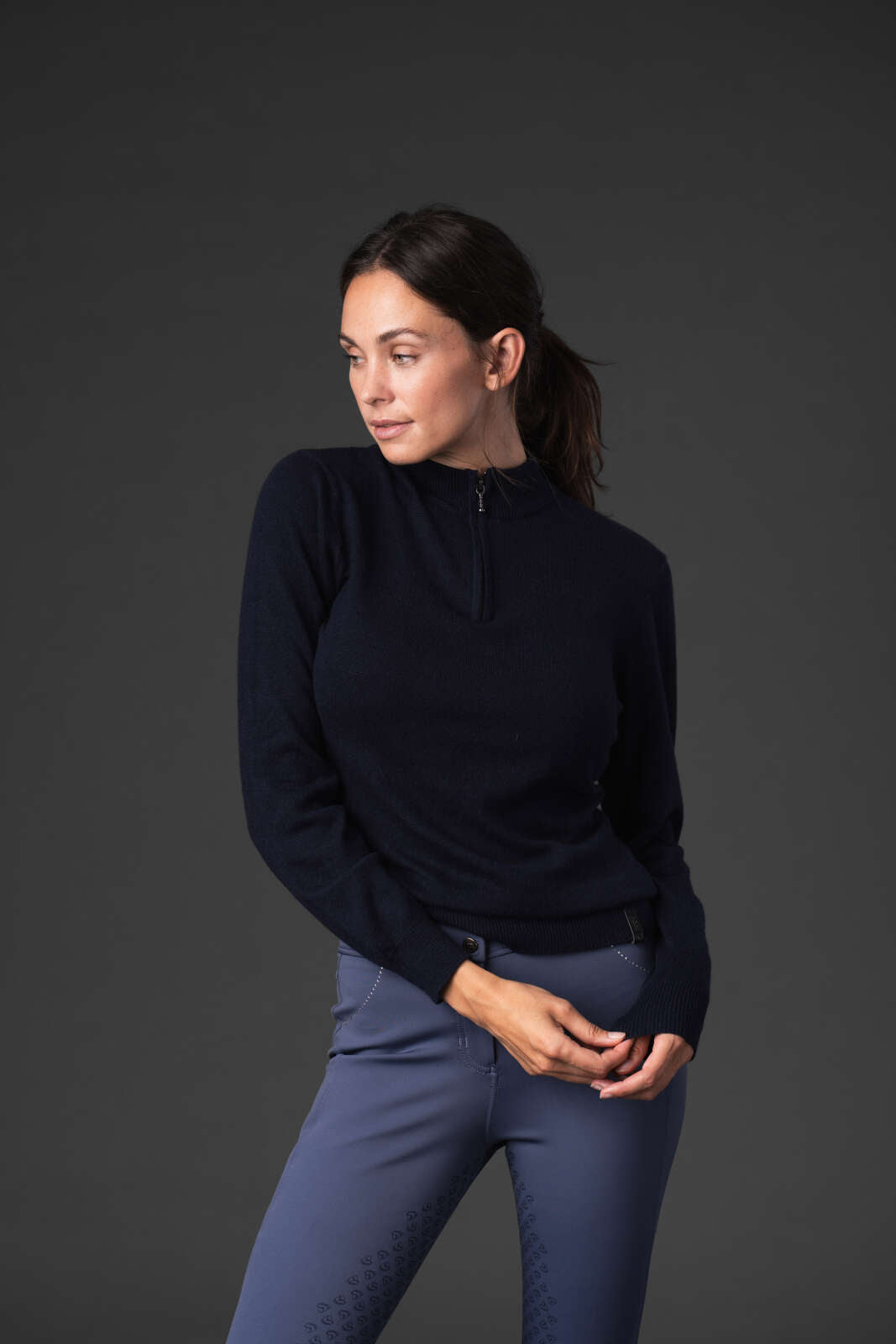 CATAGO Victoria strikket ridebluse med half-zip
