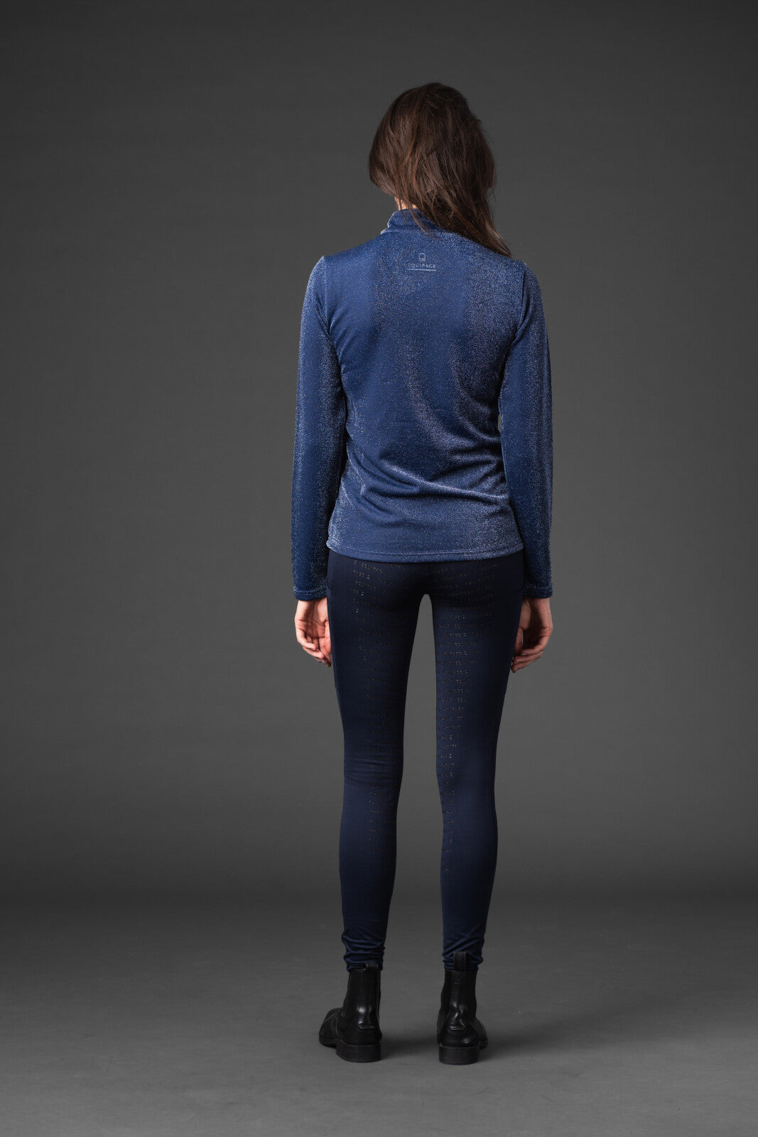 Equipage Shimmer langærmet ridebluse m/ halv lynlås