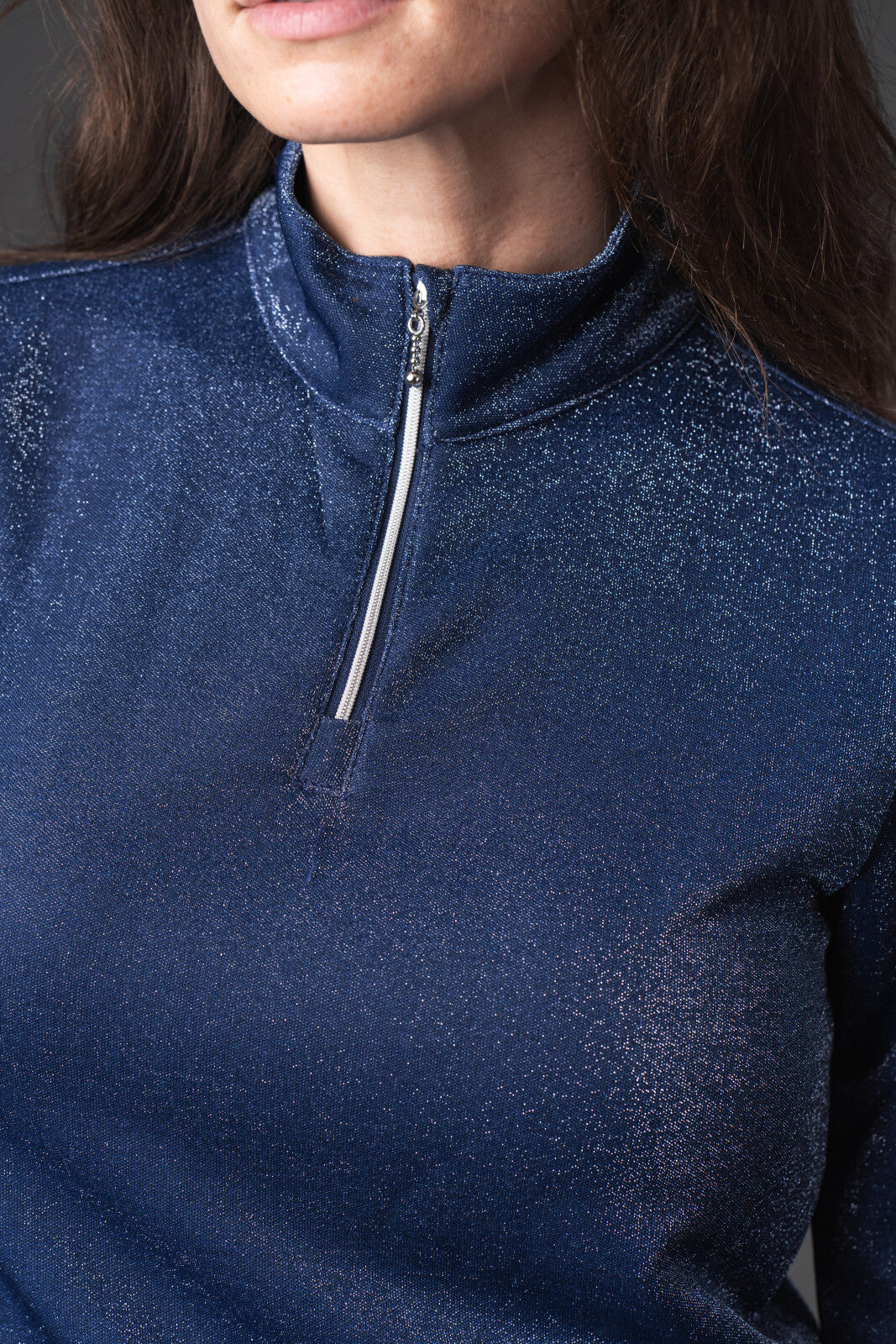 Equipage Shimmer langærmet ridebluse m/ halv lynlås