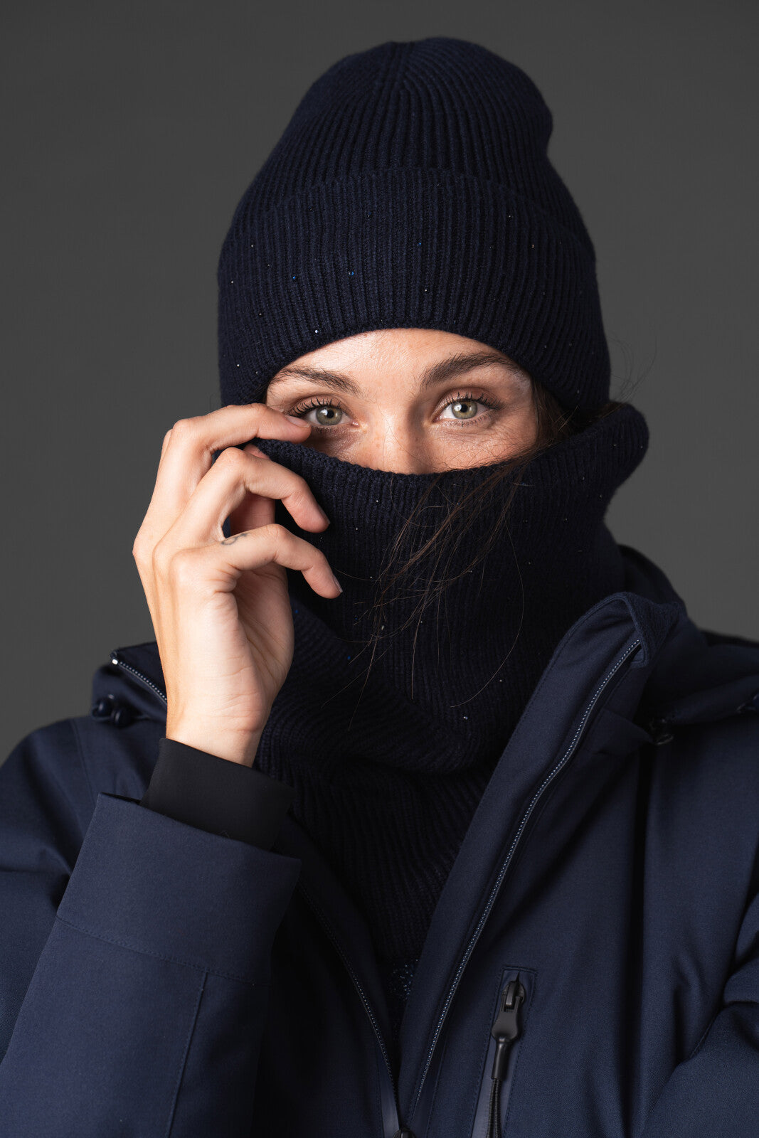 Equipage Vainy Strick-Schlauchschal mit Glitzersteinen