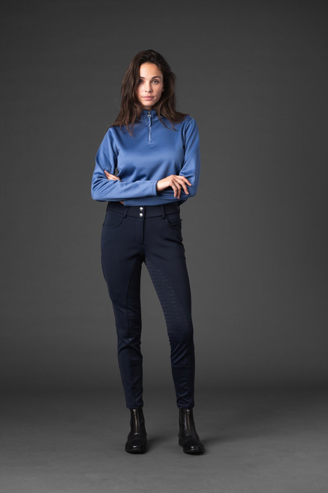 Equipage Scarlet long sleeve half - zip riding shirt - Unamari