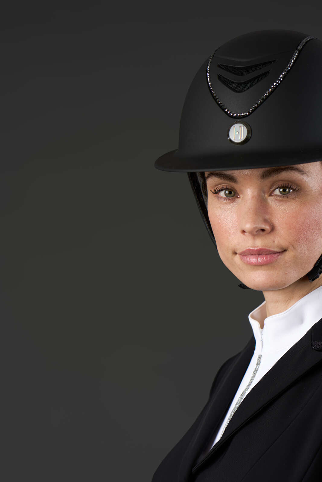 One K Avancé Lux riding helmet - Matt top, Black swarovski pipe