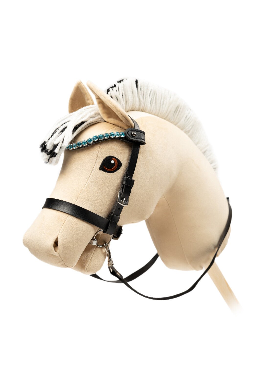 My Hobby Horse Browband, black with blue stones - Unamari