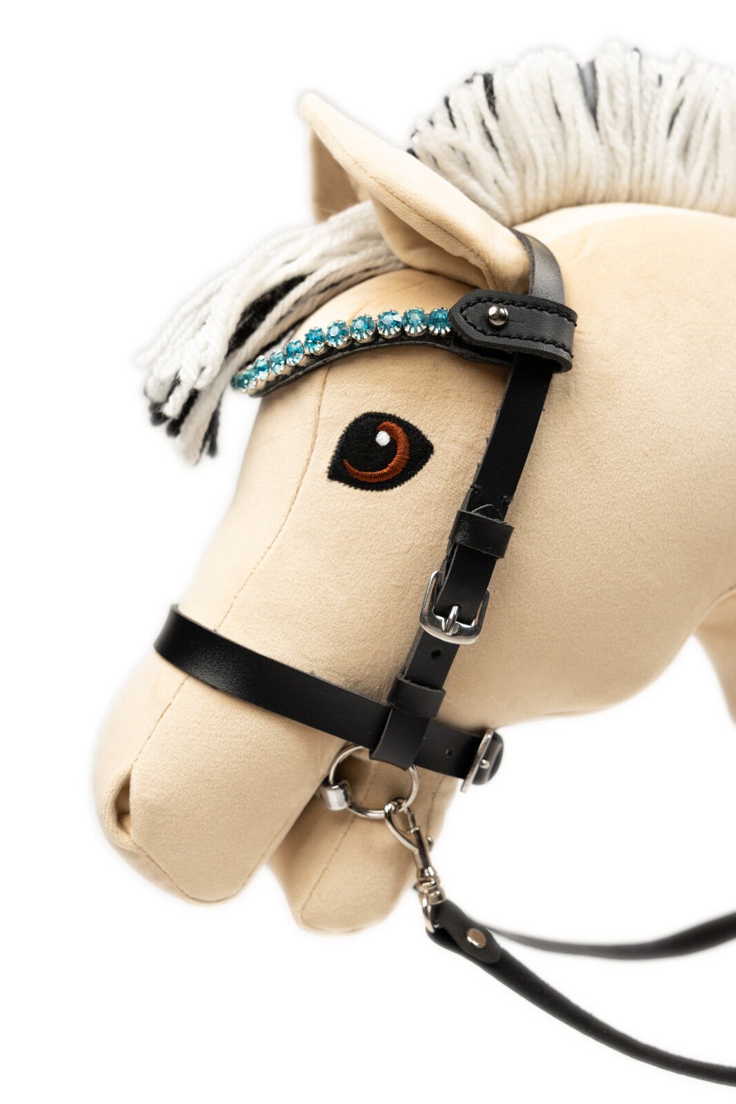 My Hobby Horse Browband, black with blue stones - Unamari