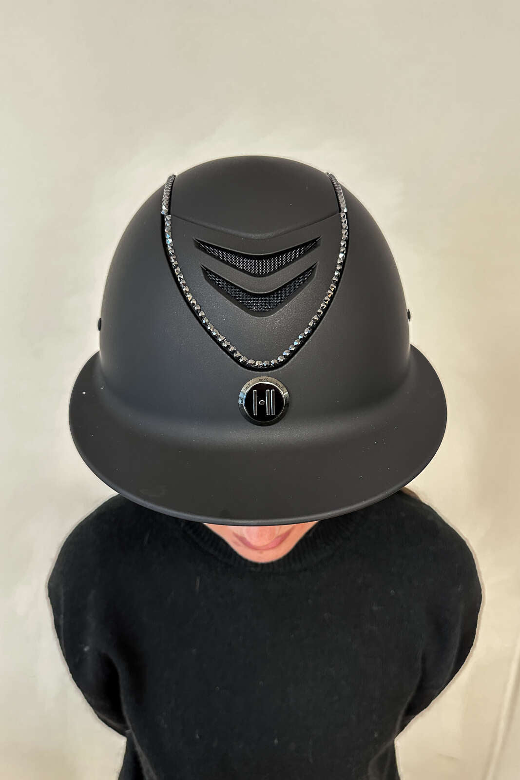 One K Avancé Lux riding helmet - Matt top, Black swarovski pipe