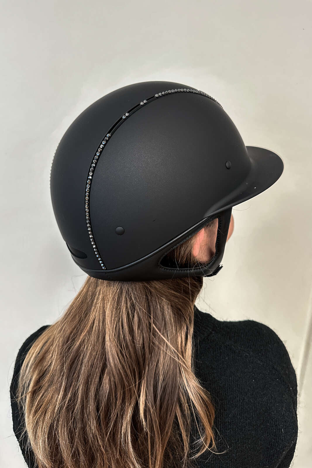 One K Avancé Lux riding helmet - Matt top, Black swarovski pipe