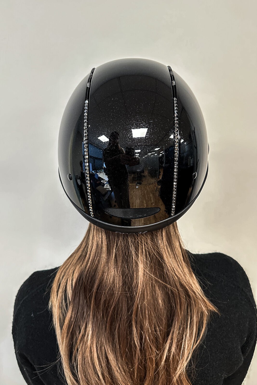 One K Avancé Lux riding helmet - Shimmer effect, black swarowski pipe - Unamari