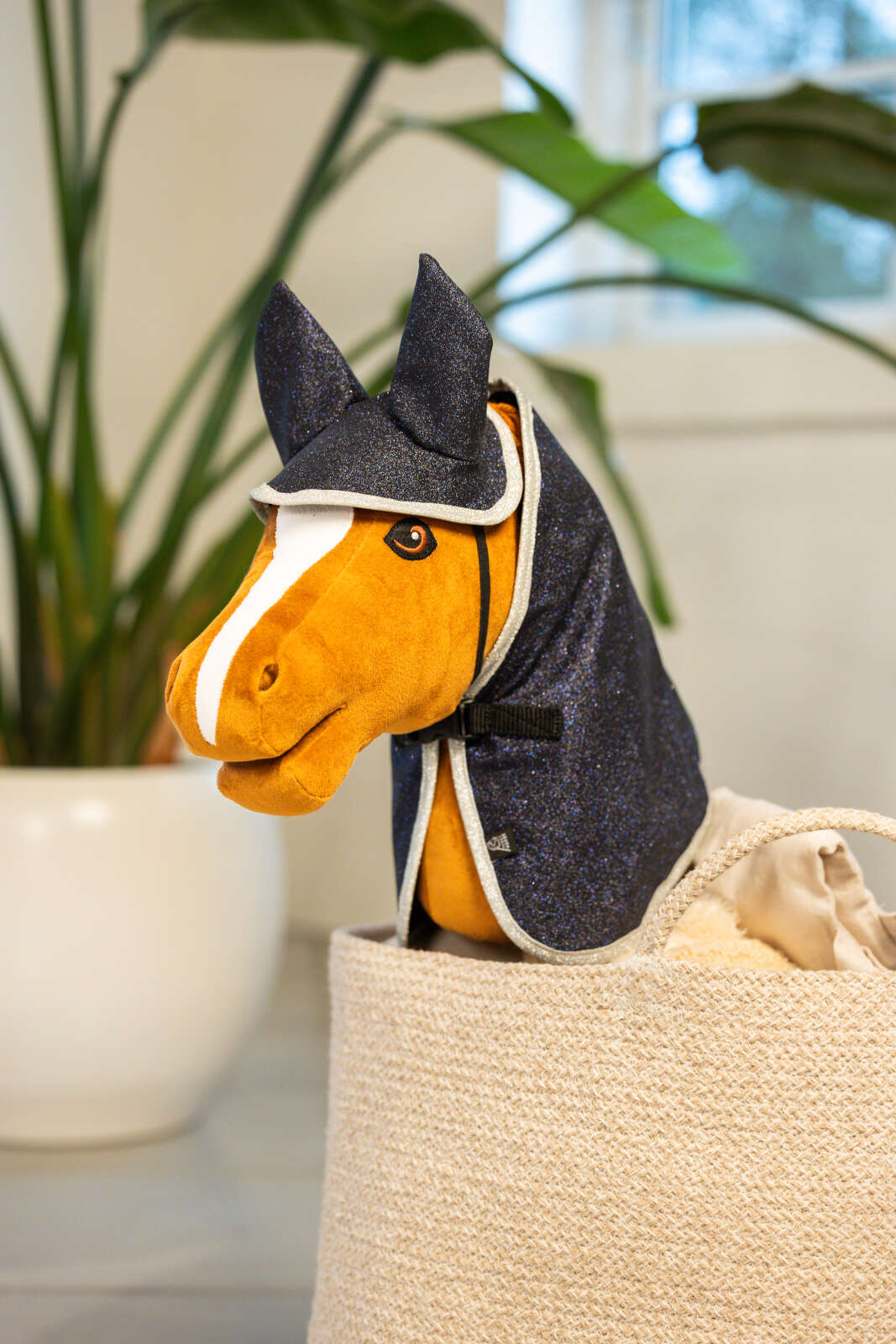 My Hobby Horse rug & ear bonnet, navy glitter