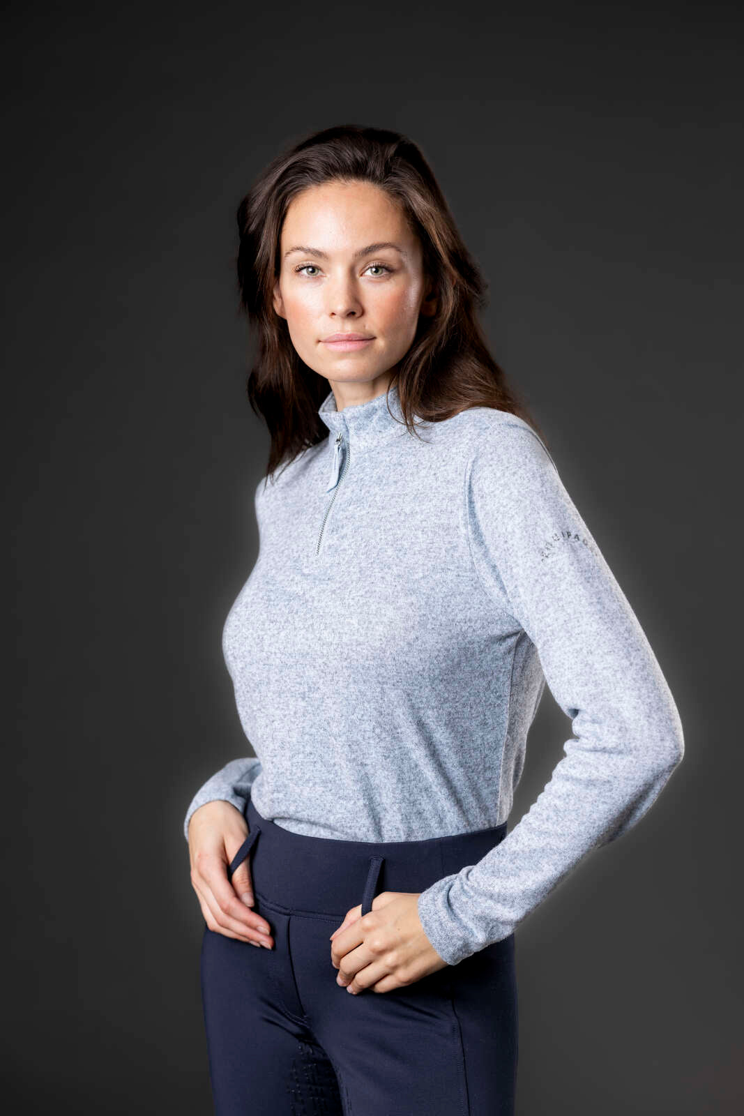 Equipage Stacey half-zip langærmet ridebluse