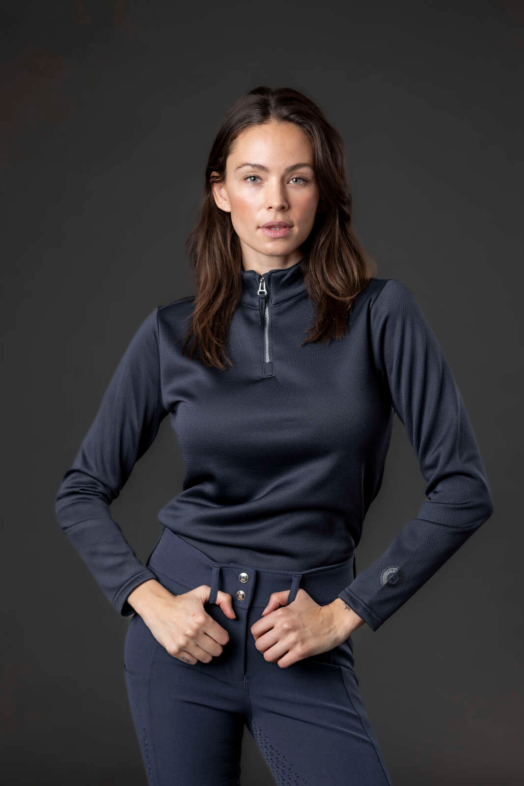 Equipage Scarlet half-zip langærmet ridebluse