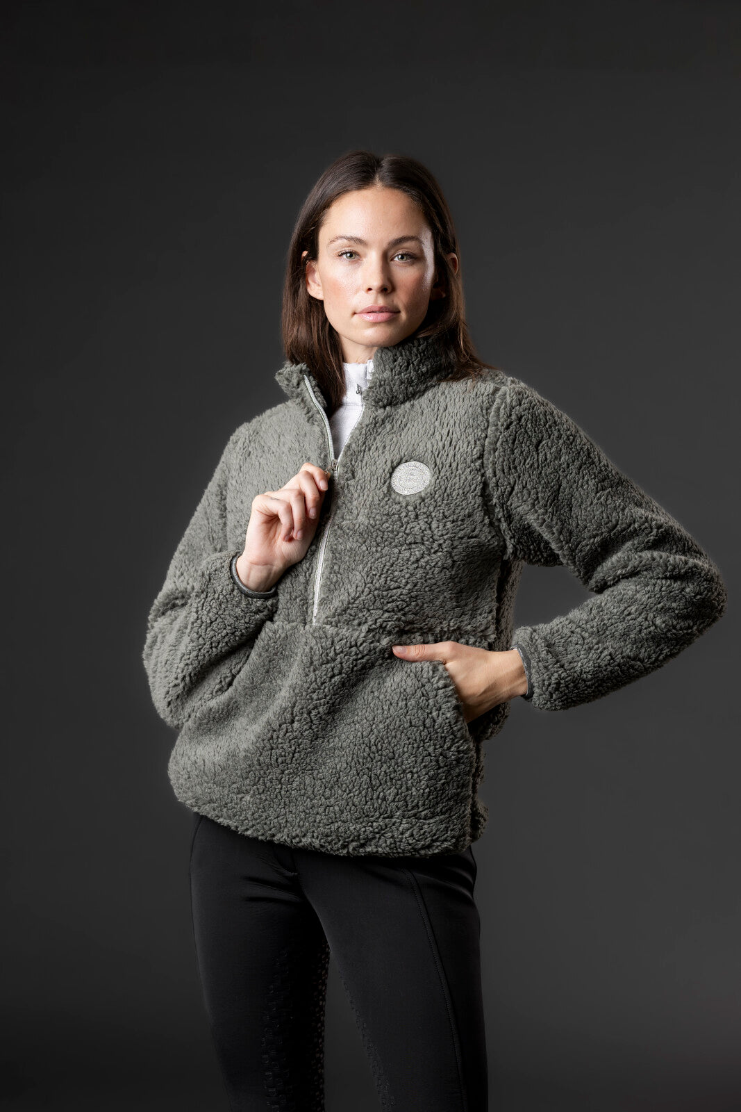 Equipage TEEN Joelle half-zip teddy riding jacket