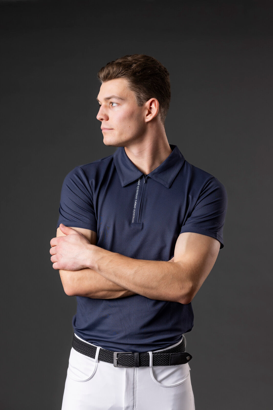 CATAGO MEN Nathan zip polo short sleeve riding blouse