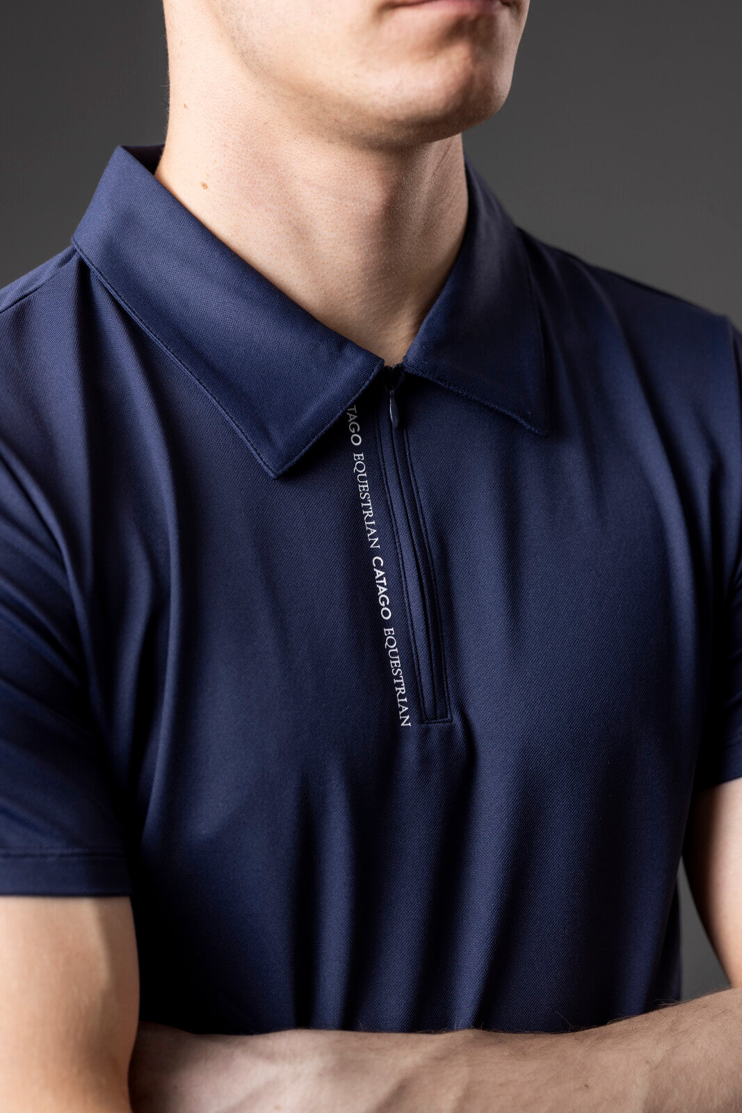 CATAGO MEN Nathan zip polo short sleeve riding blouse