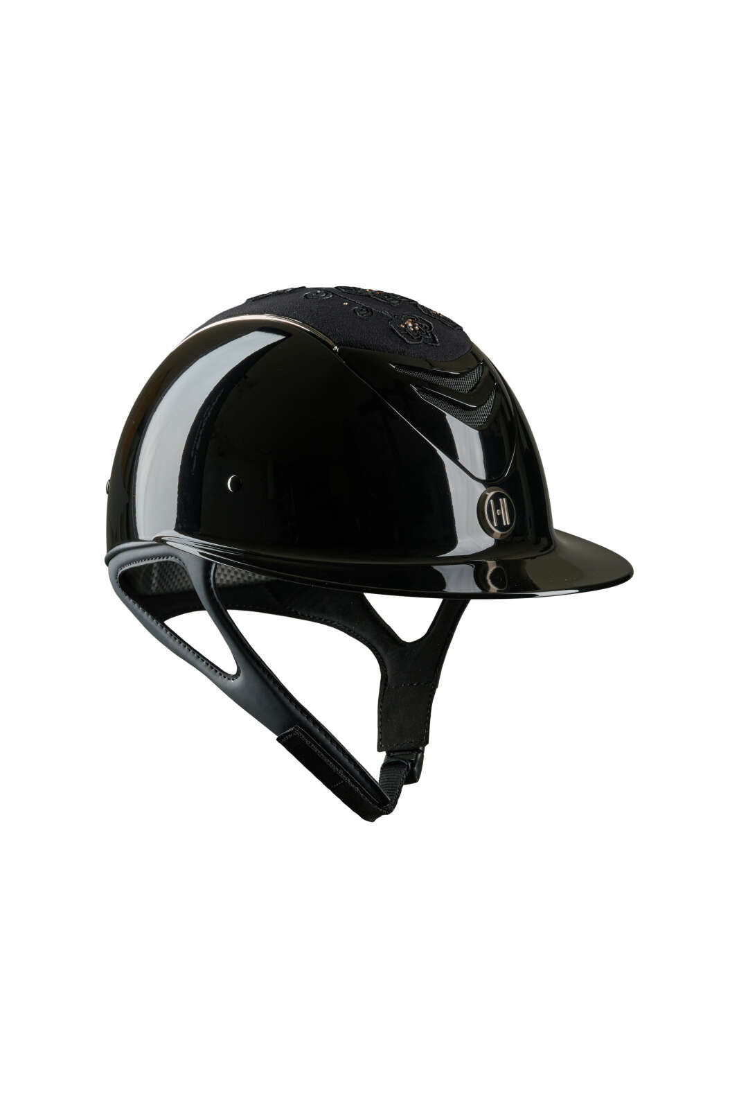 One K Avancé-ridehjelm – Broderet top, krom pipe