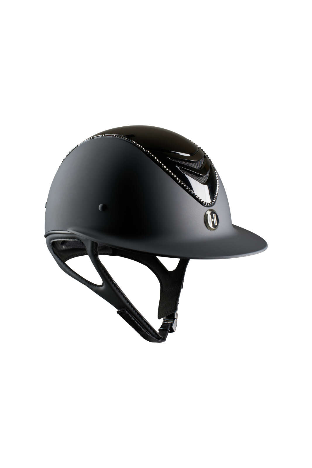 One K Avancé Lux riding helmet - Glossy top, black swarovski pipe