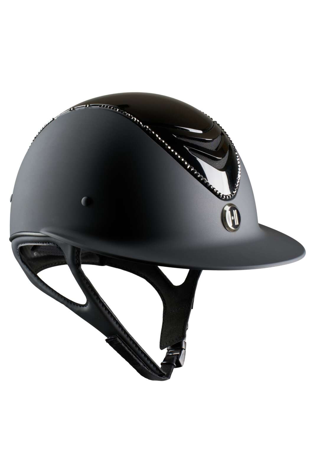 One K Avancé Lux riding helmet - Glossy top, black swarovski pipe