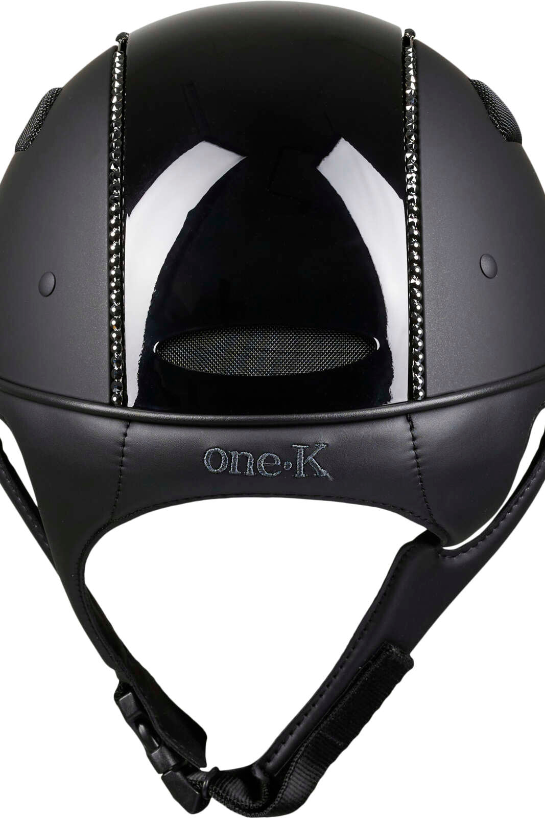 One K Defender Pro Reithelm - glänzendes Oberteil, Swarovski Pipe