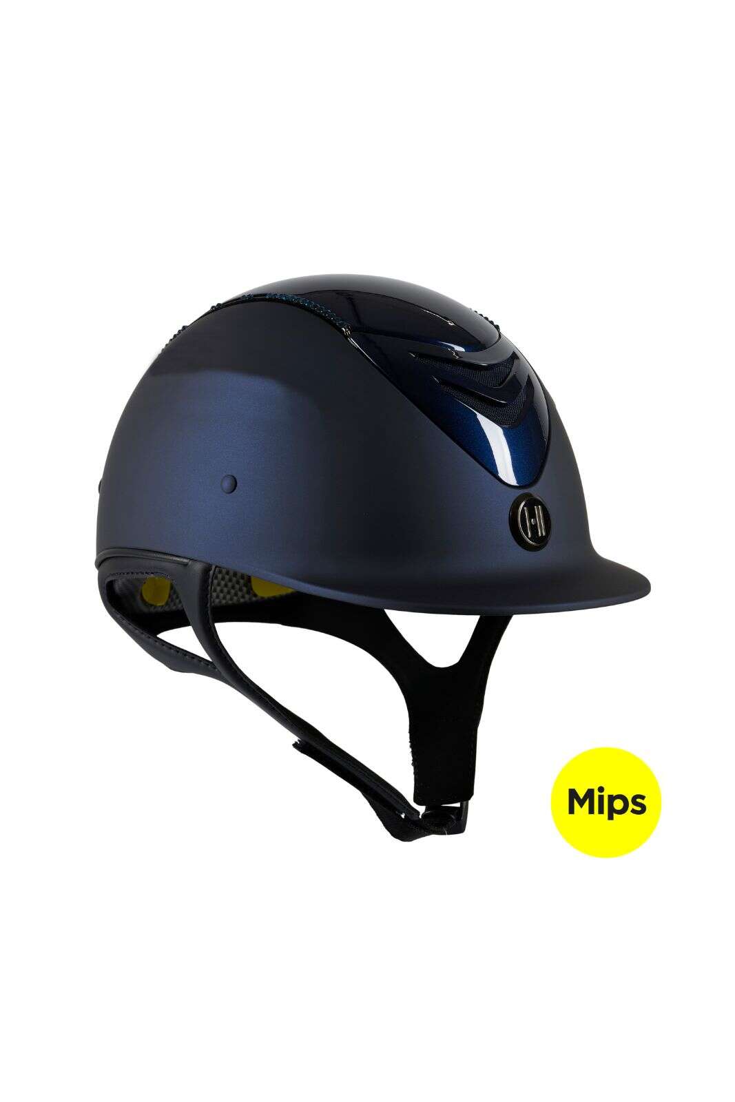 One K MIPS Defender Reithelm - glänzendes Oberteil, Swarovski Pipe